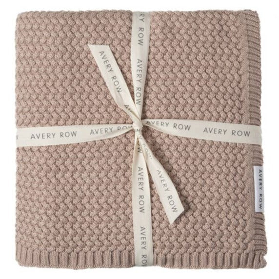 Avery Row Plait Knit Baby Blanket - Blush Pink