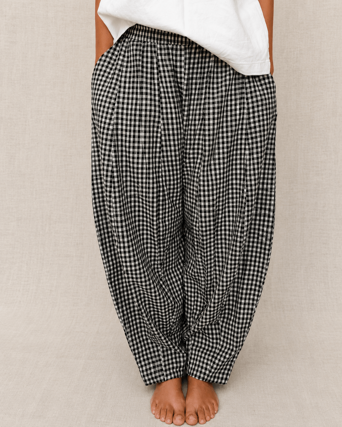 Cotton Conscious Handwoven Cotton Balloon Trousers, Gingham
