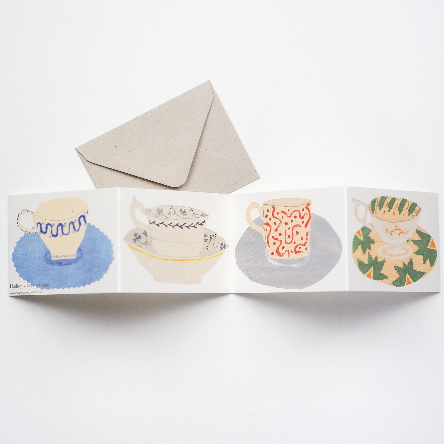 Hadley Paper Goods Tea Cups and Saucers Concertina Card