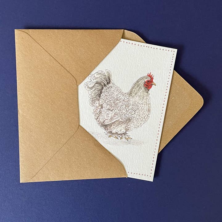 Brittany Davies Illustration Grey Chicken Greeting Card