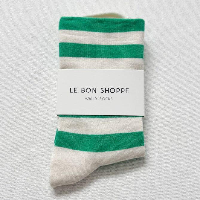 Le Bon Shoppe Women's Wally Socks - Wide Green Stripe