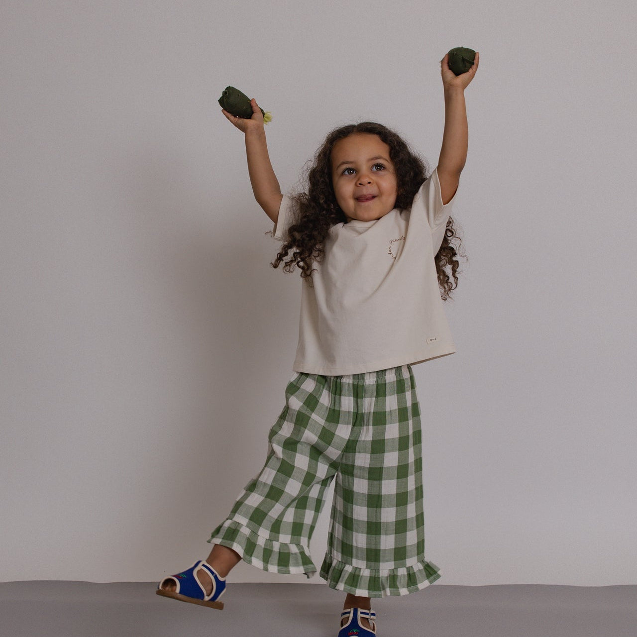 Organic Zoo Dill Gingham Frill Culottes