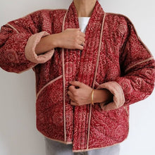  Cotton Conscious Women's Quilted Kimono Jacket - Red Mandalas