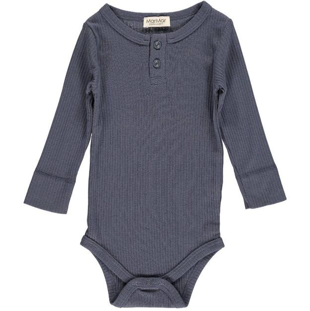 MarMar Copenhagen Mar Mar Long Sleeve Henley Bodysuit Modal/Cotton - Blue