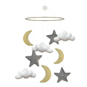 Gamcha Moon, Star and Cloud Mobile - Grey/Yellow
