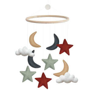 Gamcha Moon, Star and Cloud Mobile - Red/Blue