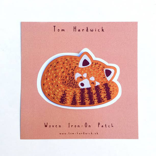 Tom Hardwick Snoozing Red Panda, Woven Iron-on Patch