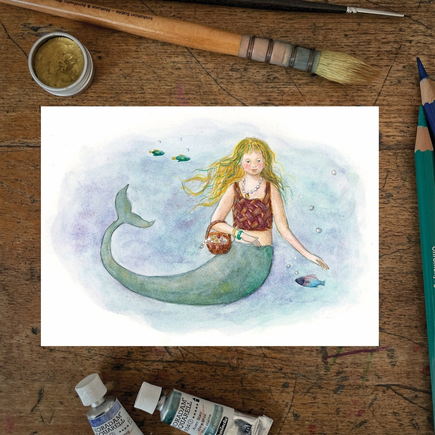 Mhairi Hellbrandt Blue Mermaid Postcard