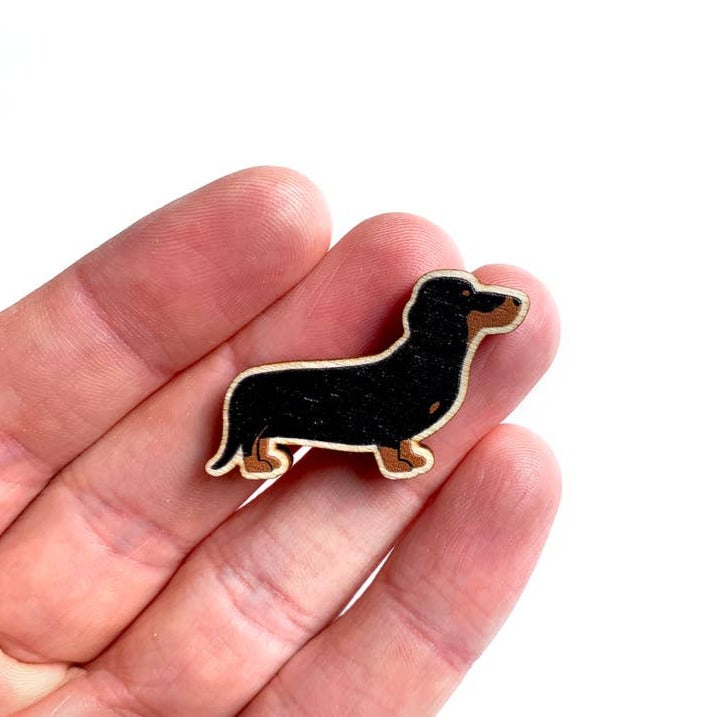 
                      
                        Tom Hardwick Black Dachshund, Responsibly Sourced Birch Wood Pin
                      
                    