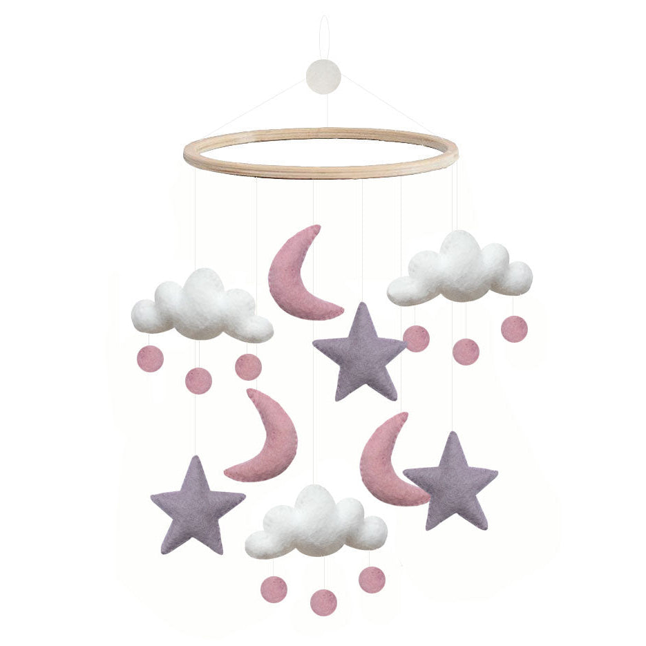 Gamcha Star, Moon and Cloud Mobile - Pink/Purple