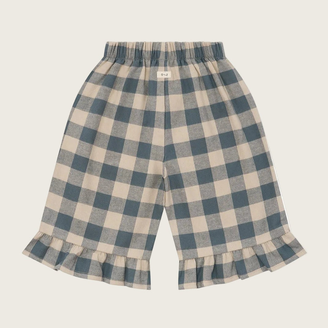Organic Zoo Fog Blue Gingham Frill Culottes