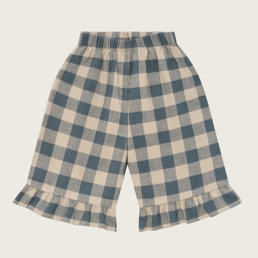 Organic Zoo Fog Blue Gingham Frill Culottes