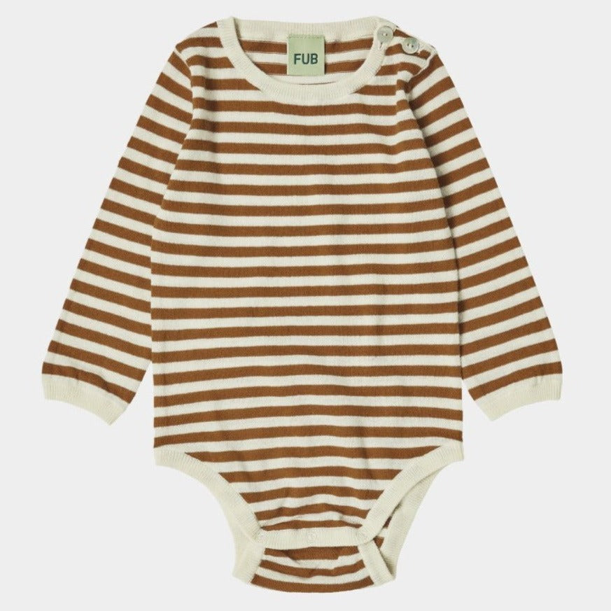 FUB Long Sleeve Bodysuit - Ecru/Rust Stripe