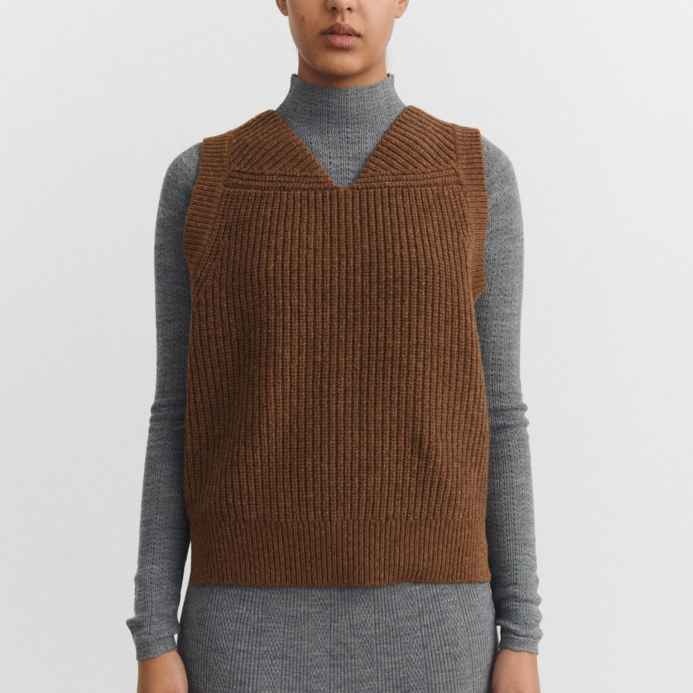 FUB Lambswool Pullover Vest - Hazel Melange
