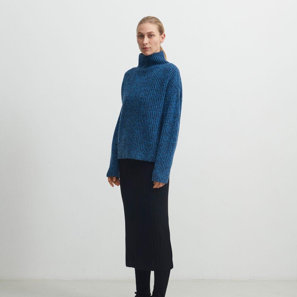 
                      
                        FUB Women's Lambswool Rib Sweater - Dark Navy/Deep Sky
                      
                    