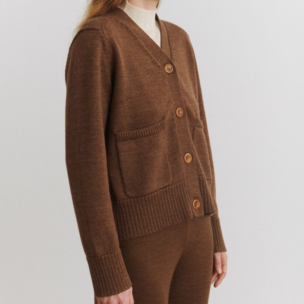 FUB Raw Wool Heavy Cardigan - Hazel Melange