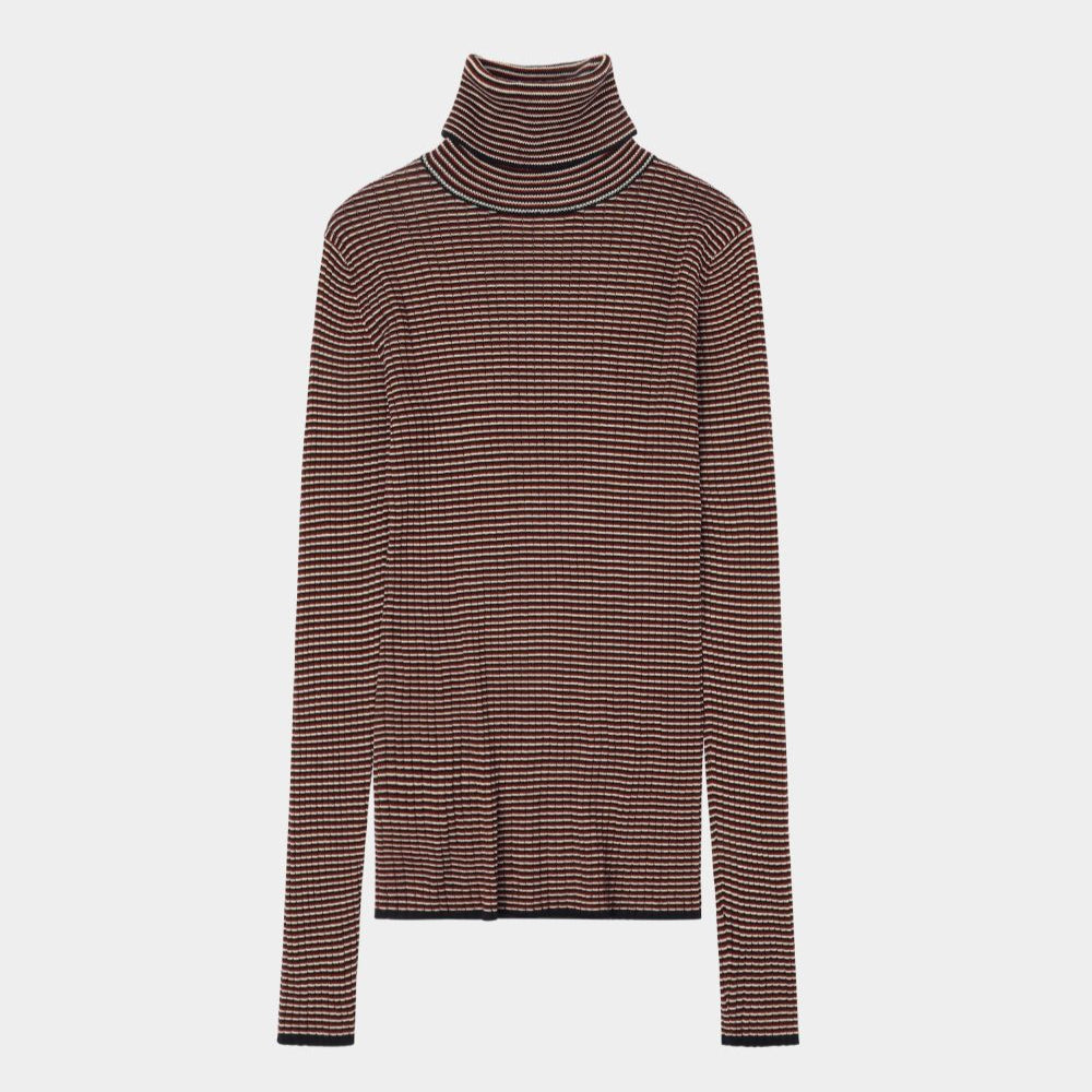 FUB Rollneck Top - Dark Navy/Ecru/Cranberry