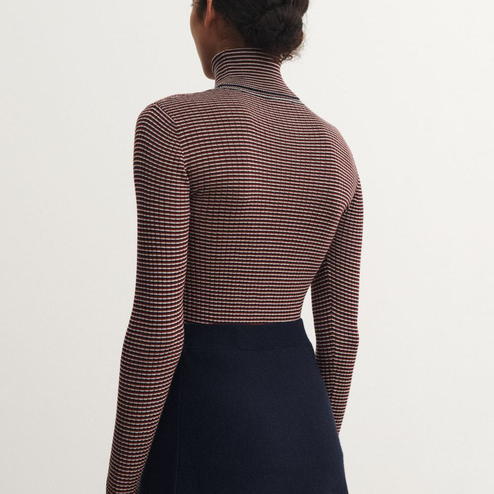 
                  
                    FUB Rollneck Top - Dark Navy/Ecru/Cranberry
                  
                