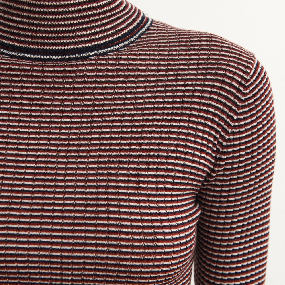 
                  
                    FUB Rollneck Top - Dark Navy/Ecru/Cranberry
                  
                