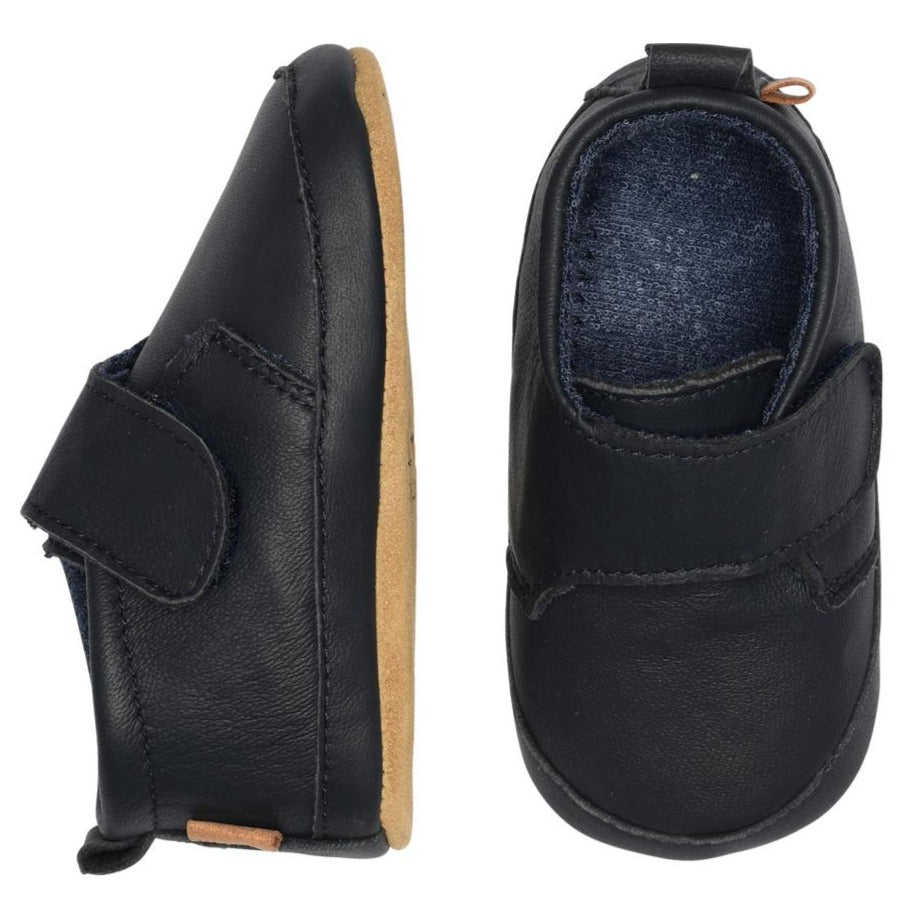 MELTON Leather Velcro Slippers - Marine