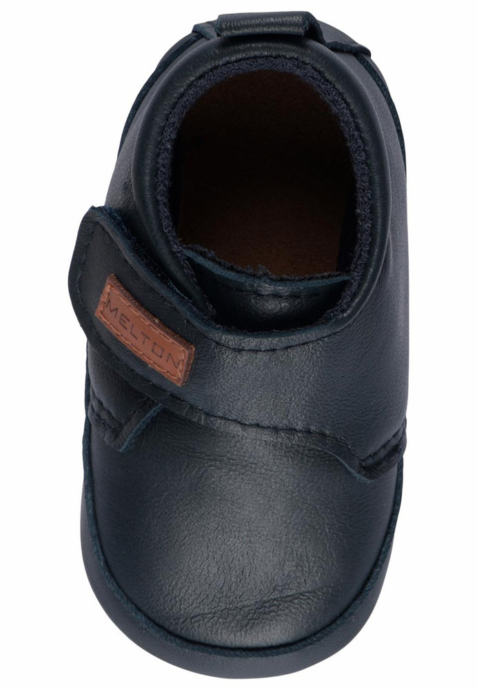 MELTON Leather Velcro Slippers - Marine