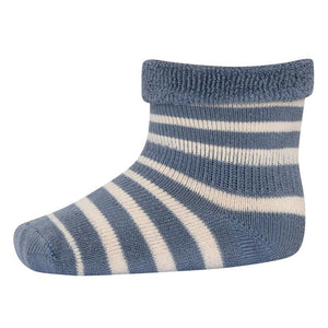 MP Denmark Stripe Cotton Terry Ankle Socks - Stone Blue