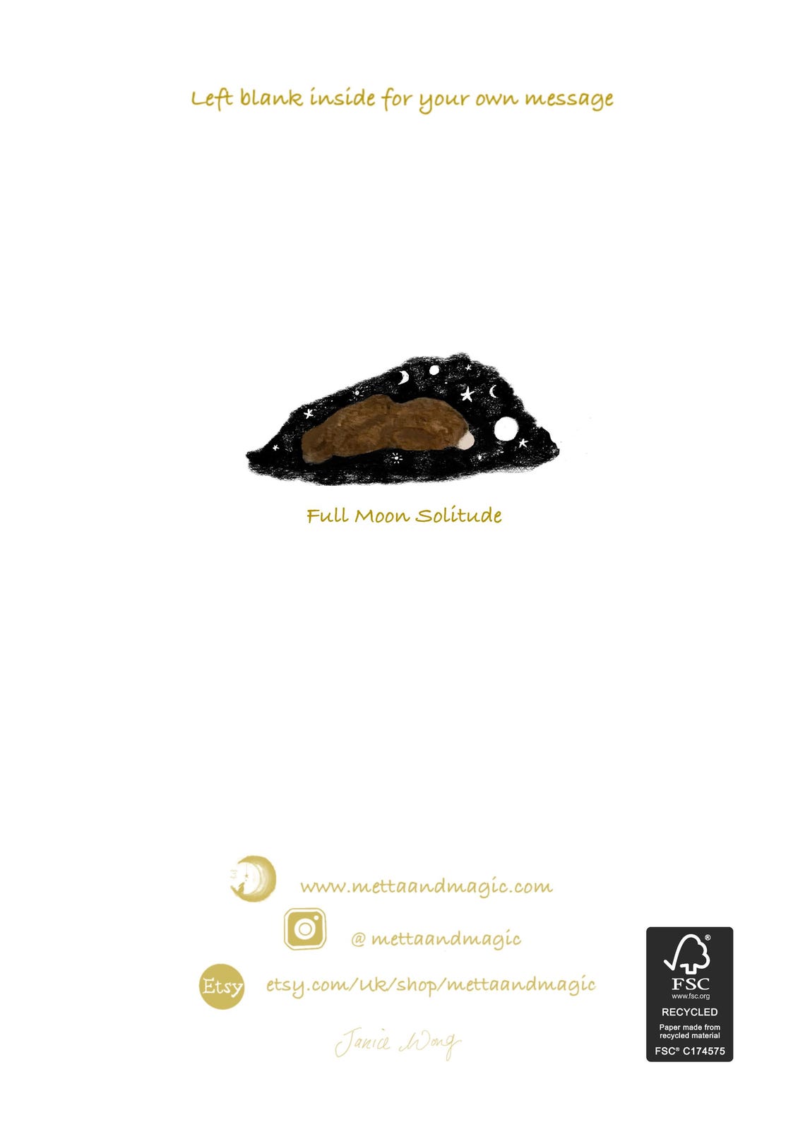 Metta & Magic Full Moon Solitude Luxury Handmade Greeting Card