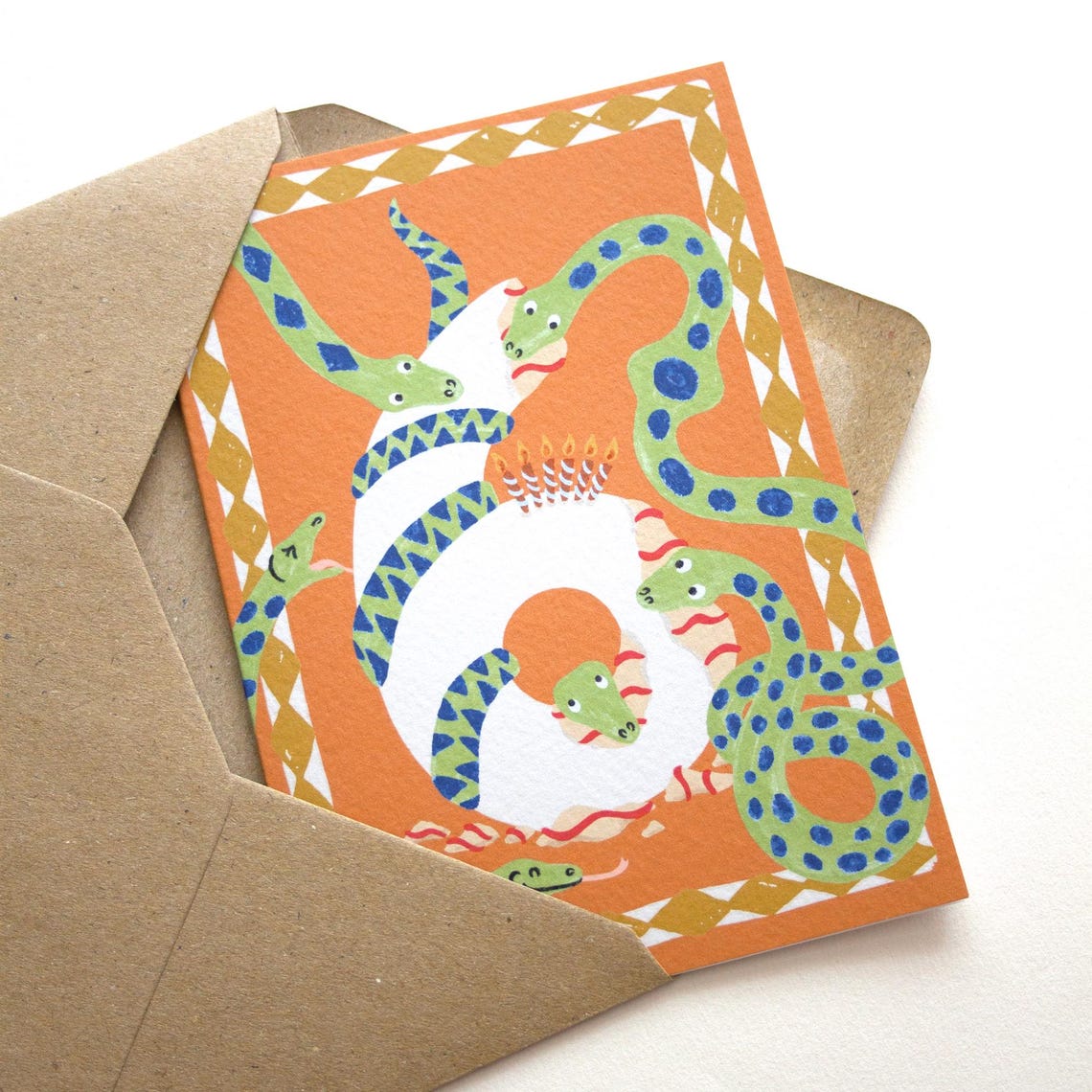 Little Em Emma Alviti Six Today Snakes Birthday Card