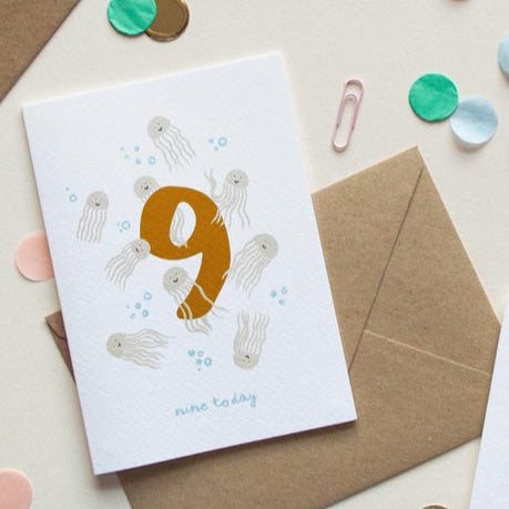 Little Em Emma Alviti Nine Today Jellyfish Birthday Card