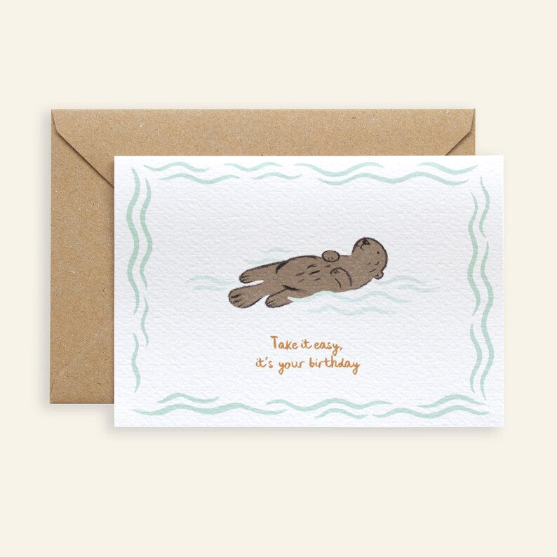 Little Em Emma Alviti Take it Easy Otter Birthday Card