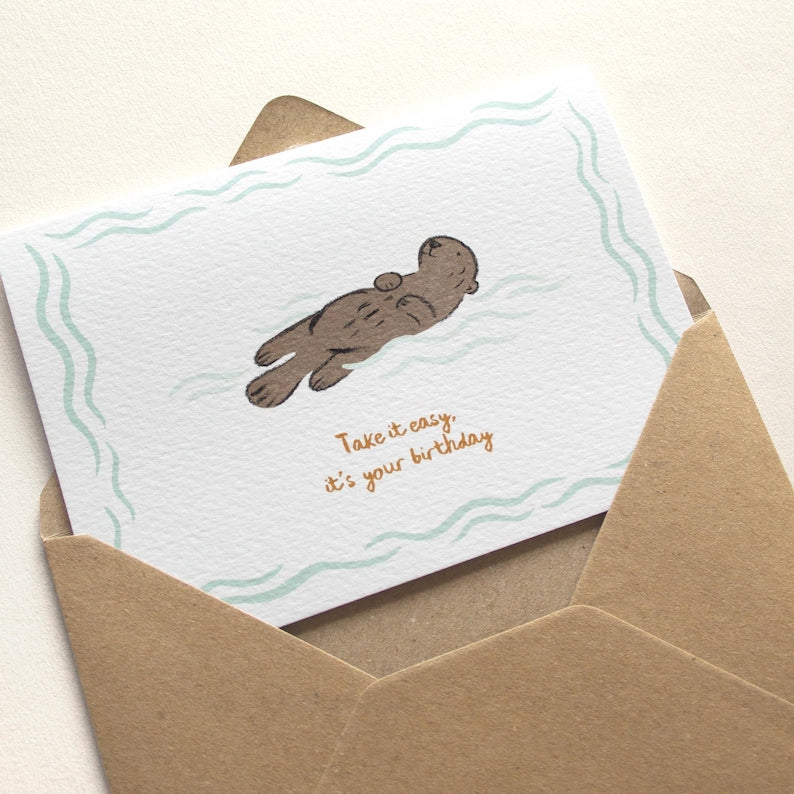 Little Em Emma Alviti Take it Easy Otter Birthday Card