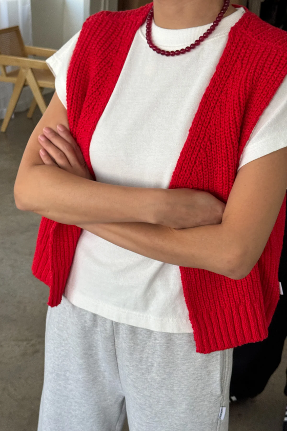 Le Bon Shoppe Women's Granny Cotton Sweater Vest - Chili Peppe