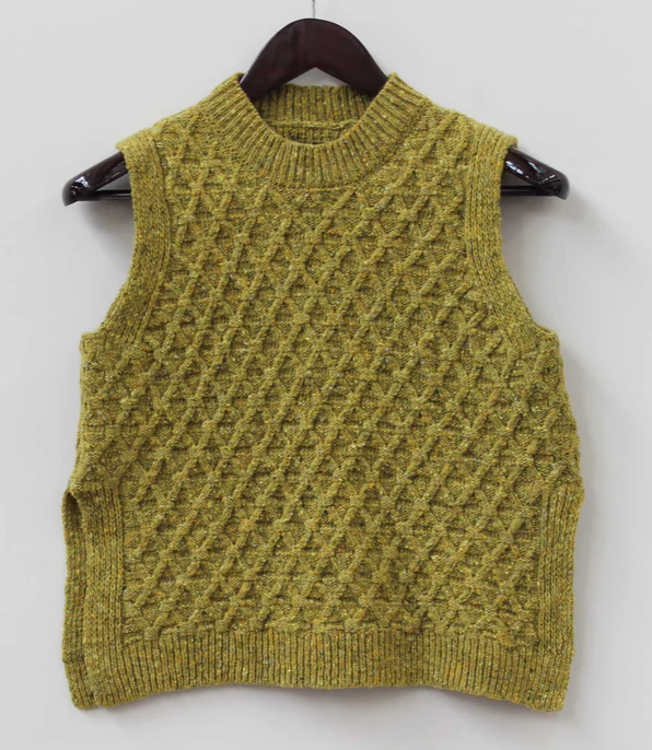 OUBAS The Lawson Donegal Merino Wool Vest - Lime