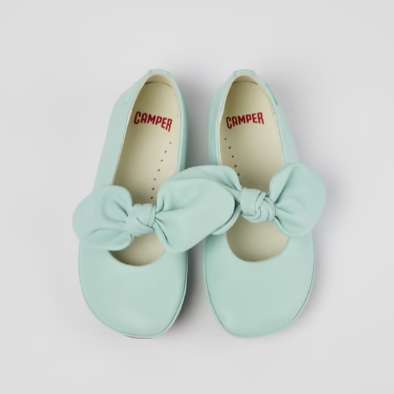 Camper 'Right' Leather Bow Ballerina - Blue