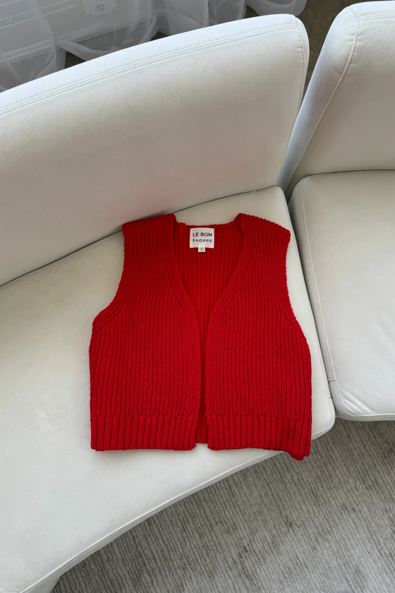 Le Bon Shoppe Women's Granny Cotton Sweater Vest - Chili Peppe