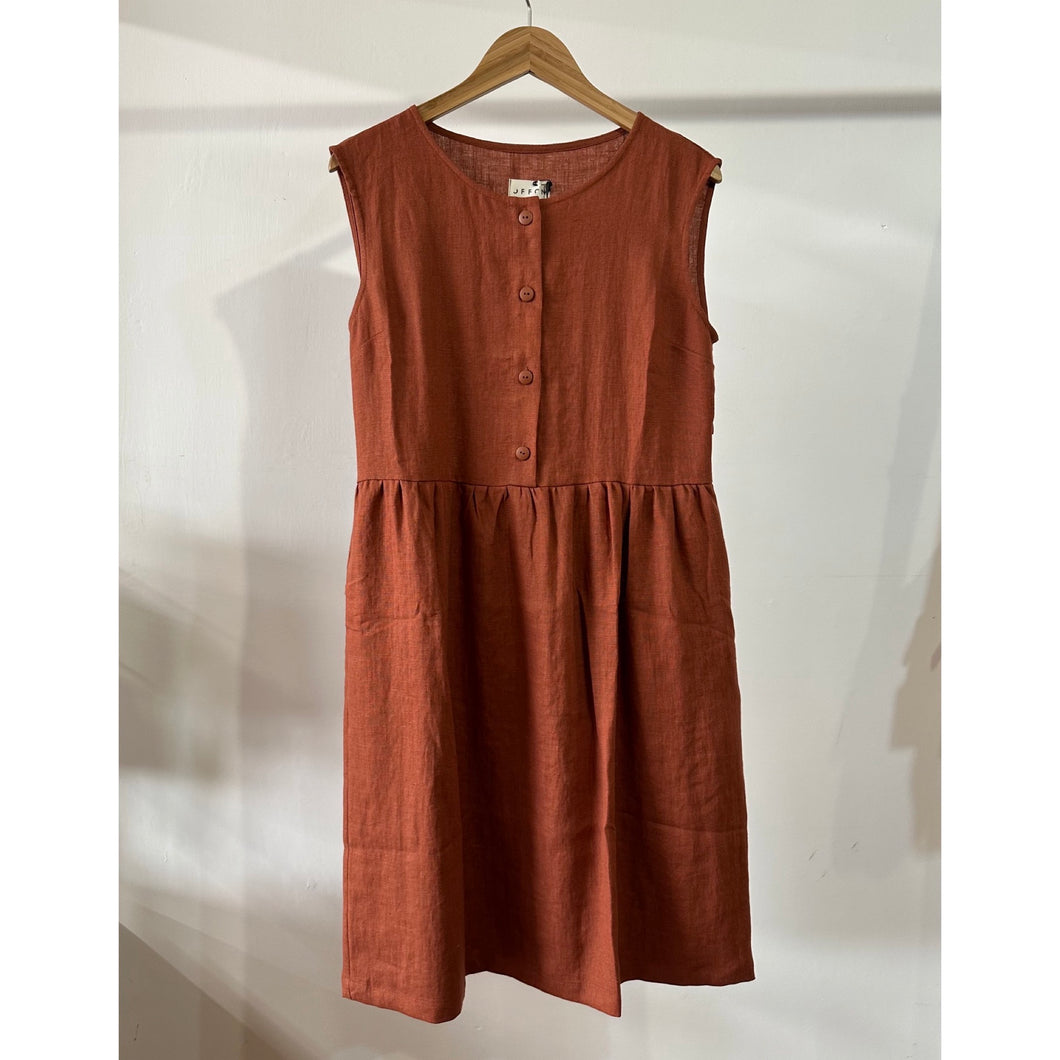 OffOn Clothing Women's Button Down Linen Dress - Rust