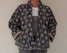 Cotton Conscious Organic Quilted Kimono Jacket - Blue Floral
