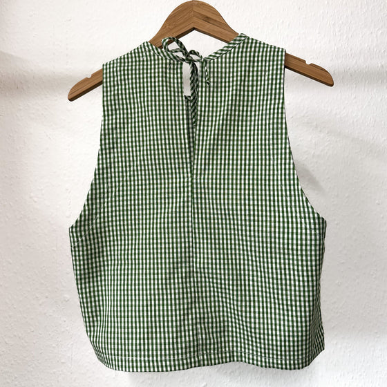 Kaely Russell Women's Tie Vest Green Gingham