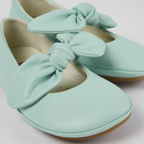 'Right' Leather Bow Ballerina - Blue