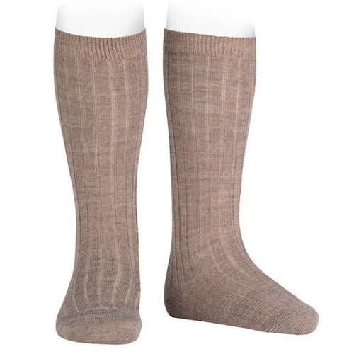 Cóndor Knee High Ribbed Merino Wool Socks - Sand