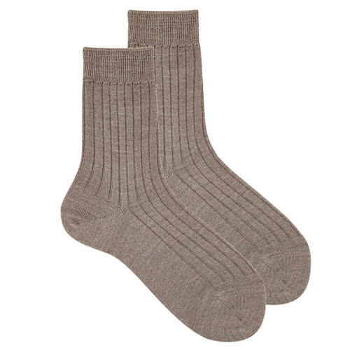 Cóndor Short Ribbed Merino Wool Socks - Sand
