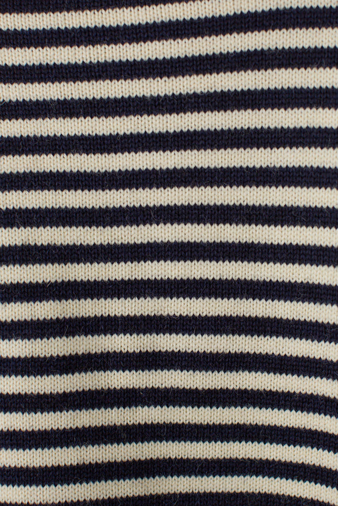 
                  
                    Le Tricoteur Adults Navy & Cream Striped Rocquaine Guernsey Jumper
                  
                