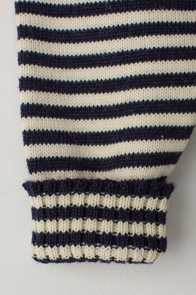 
                  
                    Le Tricoteur Adults Navy & Cream Striped Rocquaine Guernsey Jumper
                  
                