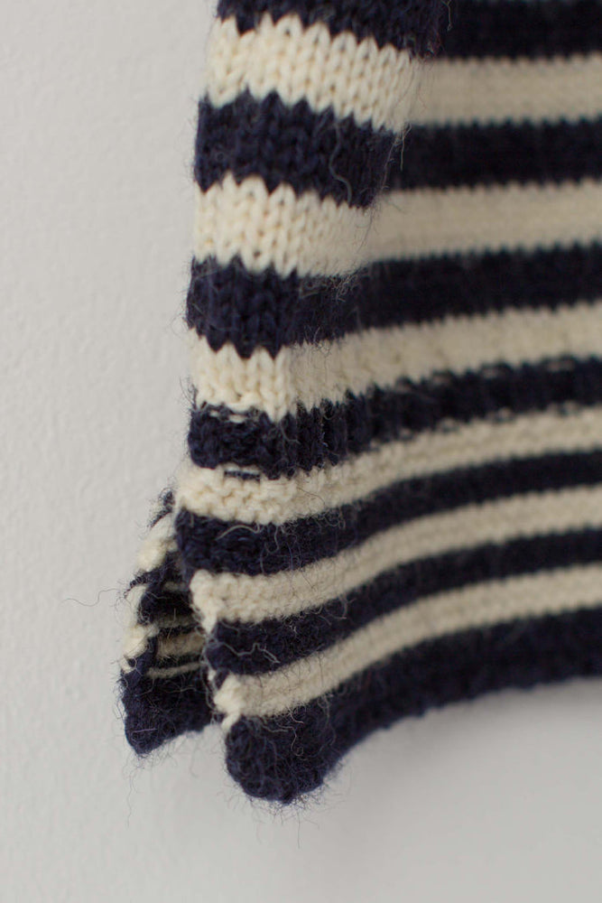 
                  
                    Le Tricoteur Adults Navy & Cream Striped Rocquaine Guernsey Jumper
                  
                