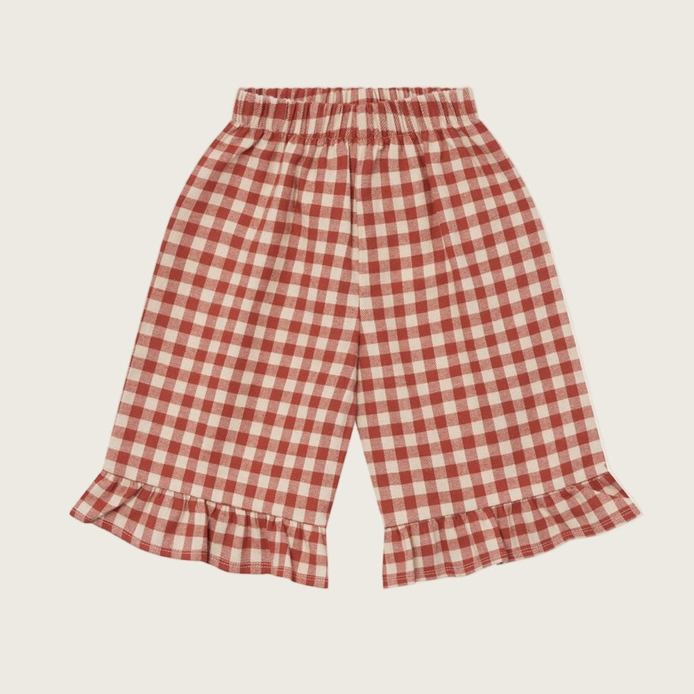 Organic Zoo Paprika Gingham Frill Culottes
