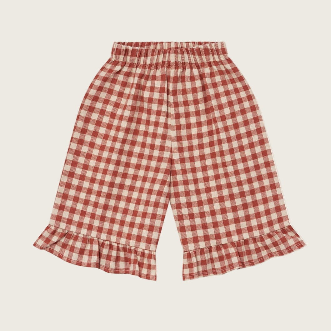Organic Zoo Paprika Gingham Frill Culottes