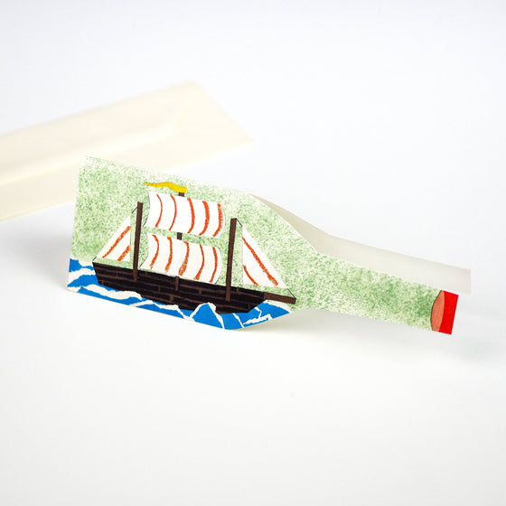Hadley Paper Goods Ship in a Bottle Card
