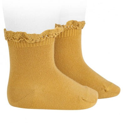 Cóndor Short Lace Edge Socks - Mustard