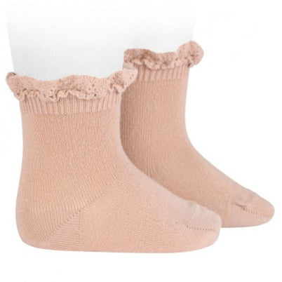 Cóndor Short Lace Edge Socks - Old Rose