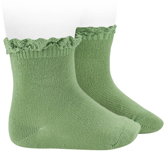 Cóndor Short Lace Edge Socks - Pear